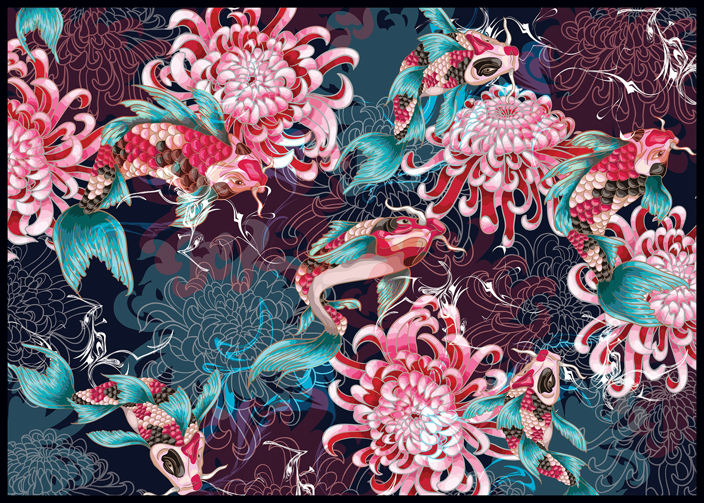 Interdruk Secret Garden - Japanische Blumen 1000 Teile Puzzle Interdruk-326171 von Interdruk