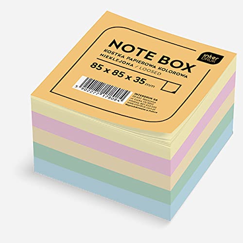 Interdruk Zettelklotz - Notizklotz - Ersatzpapier für Zettelbox - 85 x 85 x 35 mm - Circa 350 Lose Blätter - Mehrfarbig von Interdruk