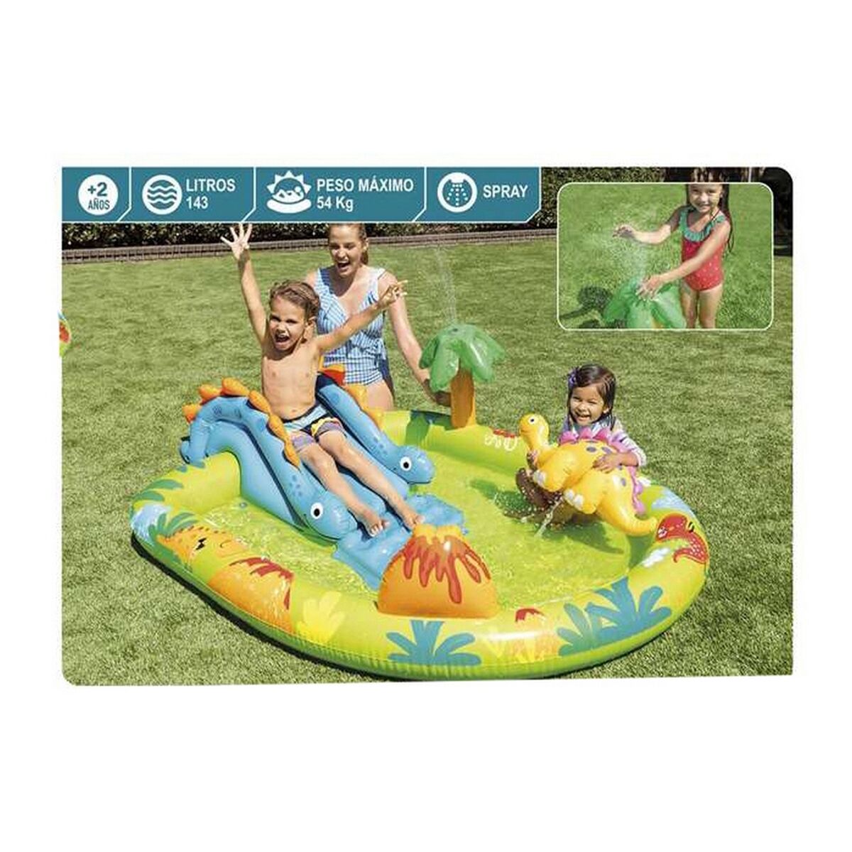 Aufblasbares Planschbecken für Kinder Intex 143 L 191 x 152 x 58 cm Dinosaurier (191 x 152 x 58 cm) von Intex