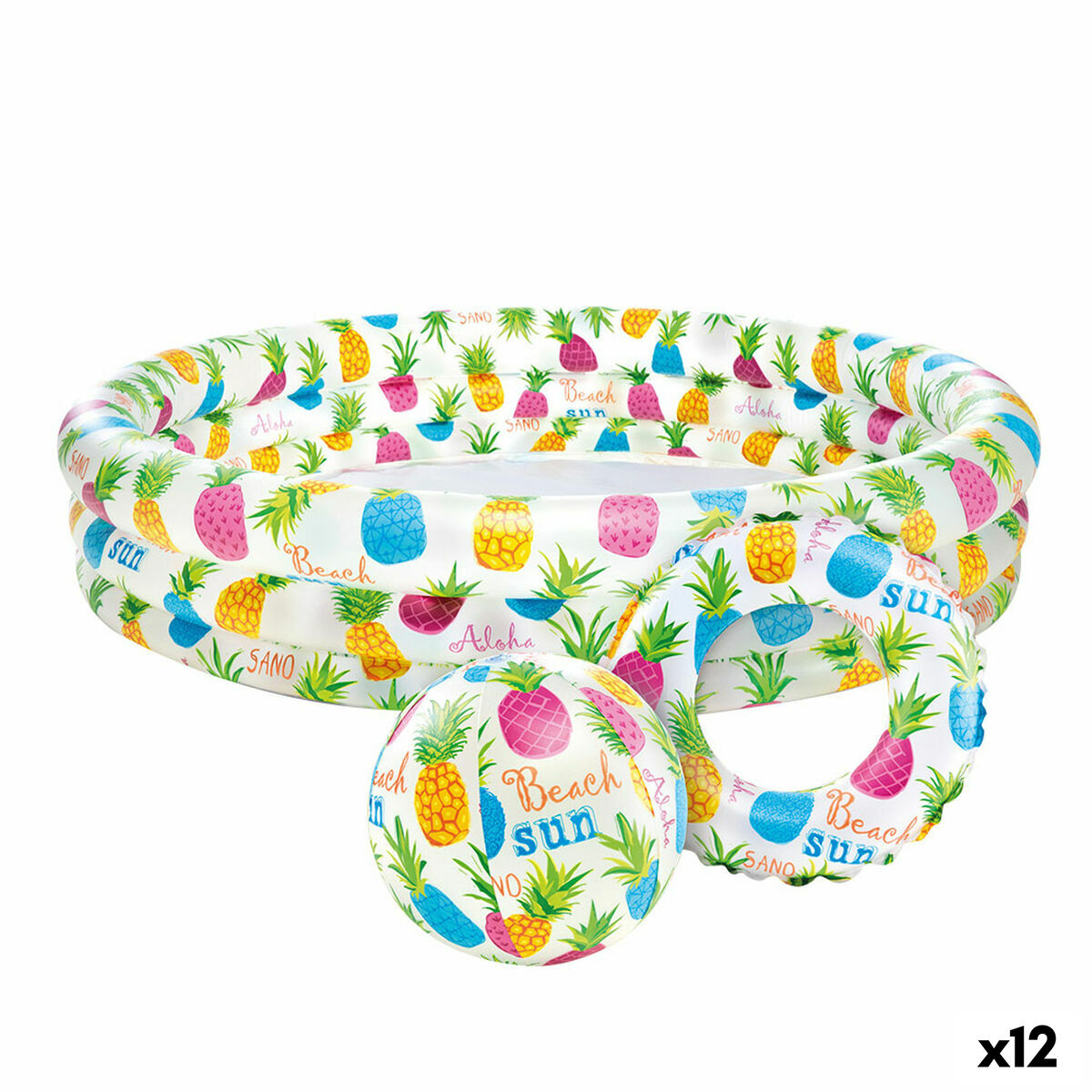 Aufblasbares Planschbecken für Kinder Intex Ananas Ringe 248 L 132 x 28 x 132 cm (12 Stück) von Intex