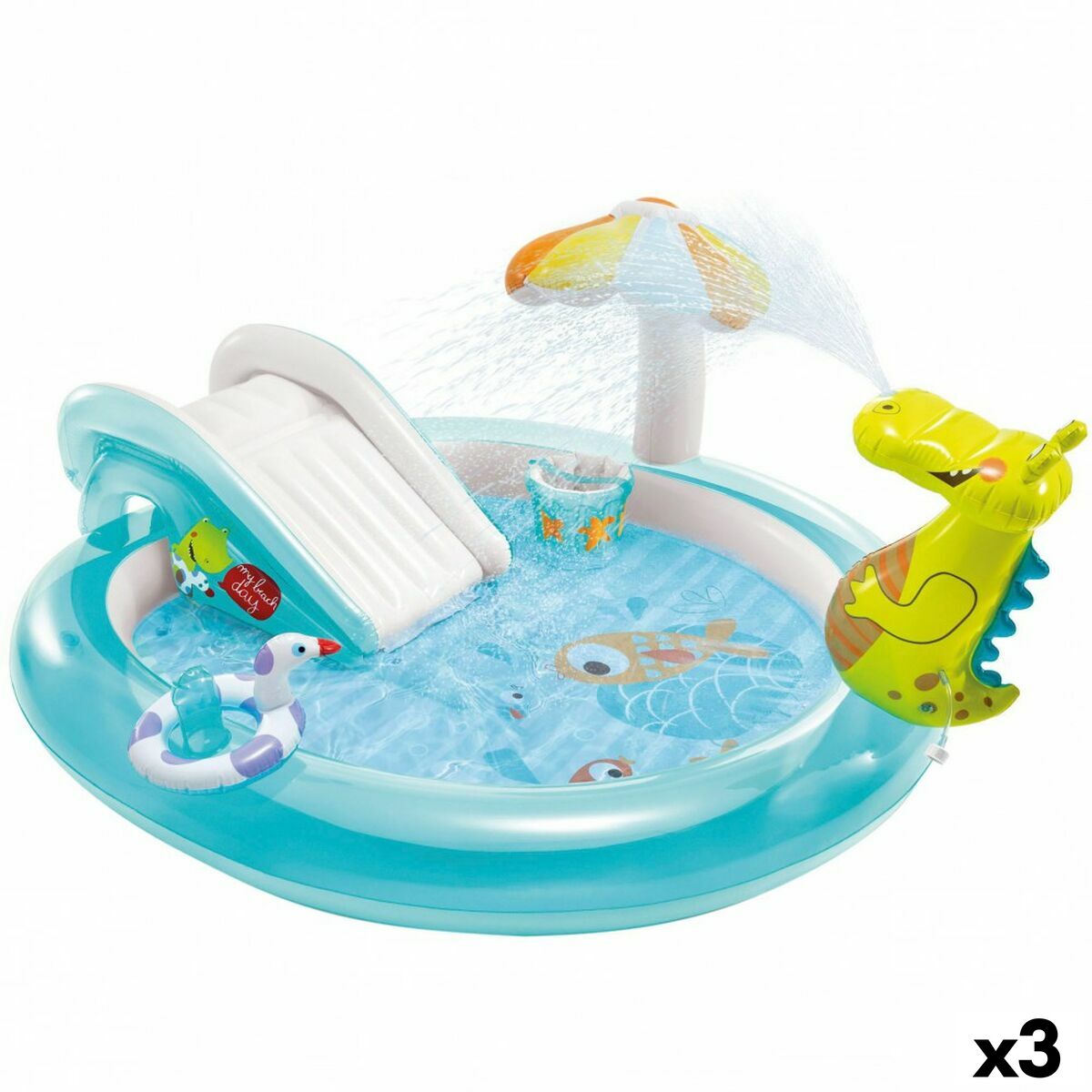Aufblasbares Planschbecken für Kinder Intex Spielplatz Krokodil 201 x 84 x 17 cm (3 Stück) von Intex