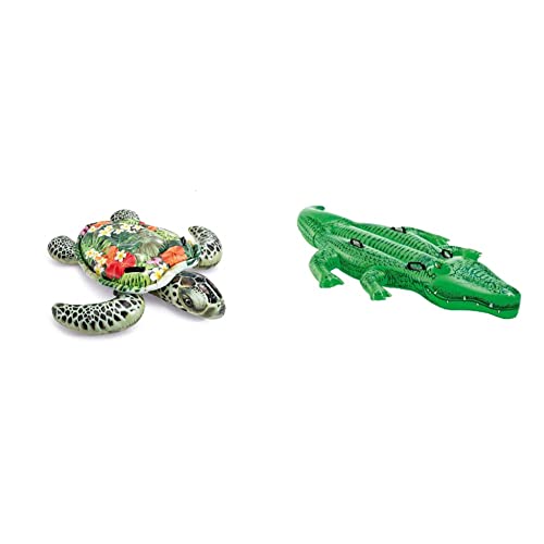 INTEX Aufblasbare Schildkröte, Mehrfarbig & Giant Gator Ride-On - Aufblasbarer Reittier - 203 x 114 cm von Intex