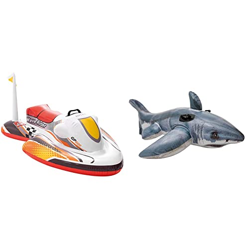Intex 57520NP - Wave Rider Ride-On, 117 x 77 cm & Great White Shark - Aufblasbarer Reittier - 173 x 107 cm von Intex
