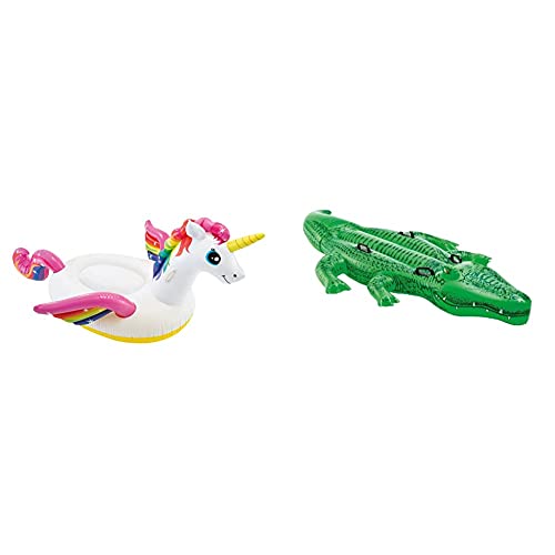 Intex 57561NP Rideon ''Unicorn'', 198x140x97cm & Giant Gator Ride-On - Aufblasbarer Reittier - 203 x 114 cm von Intex