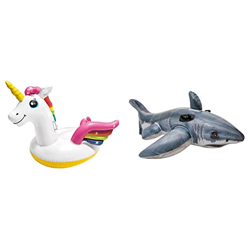 Intex 57561NP Rideon ''Unicorn'', 198x140x97cm & Great White Shark Ride-On - Aufblasbarer Reittier - 173 x 107 cm von Intex