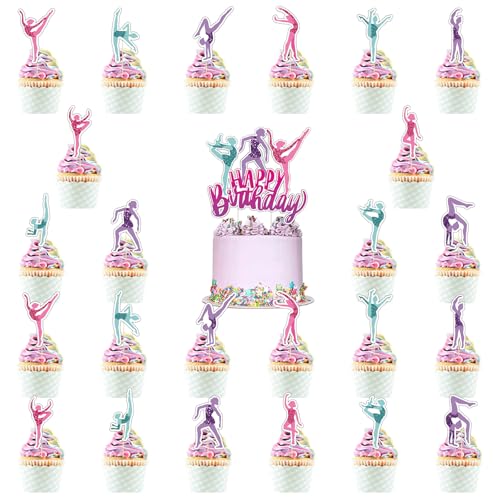 25 Stück Gymnastik Tortendeko, Gymnastik Cupcake Toppers, Glitter Turnen Mädchen Cake Toppers, Turner Kuchen Dekorationen, für Fitnessstudio, Turnerin Mädchen Thema Party, Geburtstagsparty 25 Stück Gymnastik Tortendeko, Gymnastik Cupcake Toppers, Glitter Turnen Mädchen Cake Toppers, Turner Kuchen Dekorationen, für Fitnessstudio, Turnerin Mädchen Thema Party, Geburtstagsparty von Invasye
