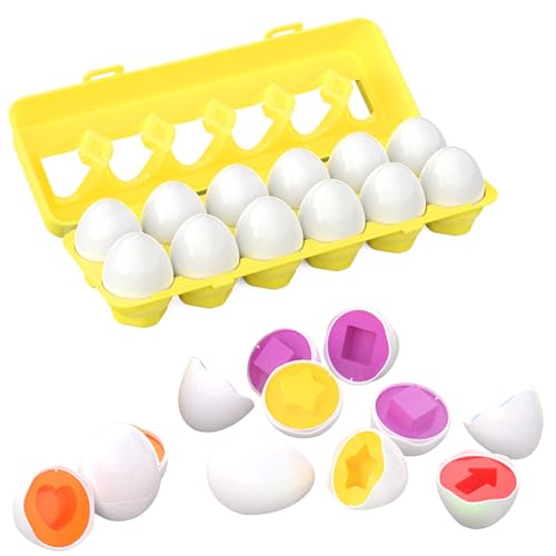 Invasye Spielzeug Eier Formen, 12 Stück Passende Eier, Passende Puzzle Eier für Kleinkinder, Montessori Eier Spielzeug, Farben und Formen Sortierung Anerkennung Eier, für Kinder Jungen Mädchen Invasye Spielzeug Eier Formen, 12 Stück Passende Eier, Passende Puzzle Eier für Kleinkinder, Montessori Eier Spielzeug, Farben und Formen Sortierung Anerkennung Eier, für Kinder Jungen Mädchen von Invasye