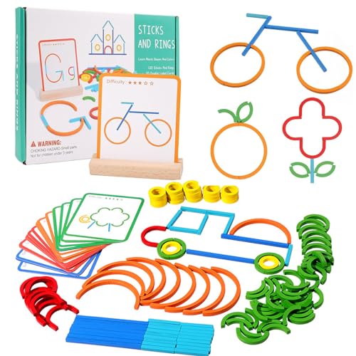 Montessori Toy from 3 Years, Preschool Educational Games, 120 Wooden Sticks and Rings 20 Cards, Shape Adjustment Game, Wooden Geoboard, Concentration Games, Birthday Gift for Boys Girls Montessori Toy from 3 Years, Preschool Educational Games, 120 Wooden Sticks and Rings 20 Cards, Shape Adjustment Game, Wooden Geoboard, Concentration Games, Birthday Gift for Boys Girls von Invasye