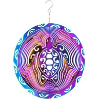 Kinetic Art: Metal Hanging Wind Spinner: 3D Vibrant Turtle Kinetic Art: Metal Hanging Wind Spinner: 3D Vibrant Turtle von Invento