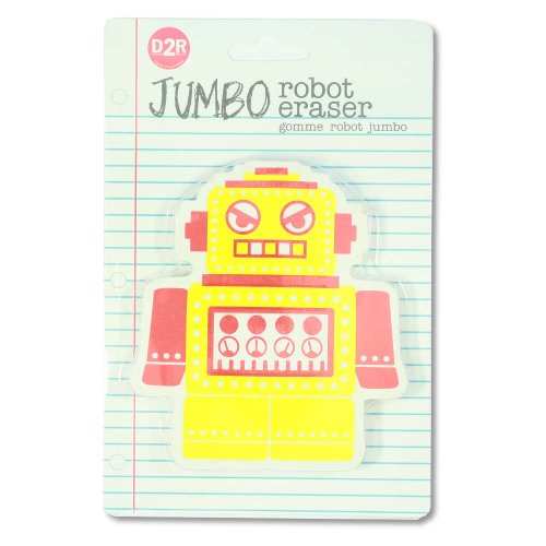Jumbo Roboter Radiergummi Radierer groß gelb rot von Invotis
