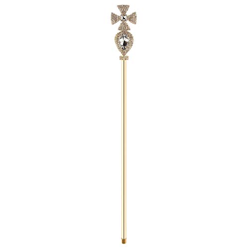 Inzopo Glitzerfee Prinzessin Königin Kreuz Kristall Zauberstab Royal Zepter Kostüm Requisiten Gold Silber 50 cm – Gold, 50 cm Gold von Inzopo