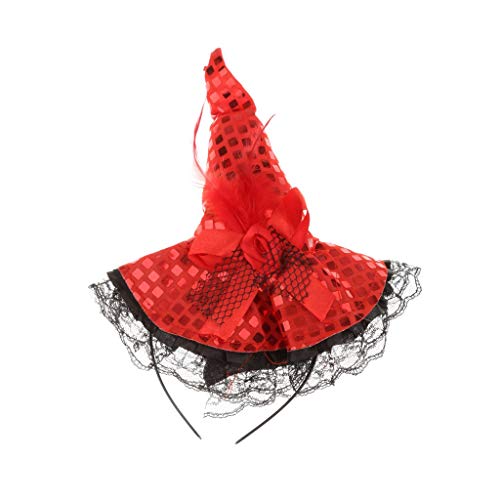 Inzopo Hexenhut auf Haarreif Halloween Verkleidung Party Zubehör Deko - Rot / Inzopo Hexenhut auf Haarreif Halloween Verkleidung Party Zubehör Deko - Rot / von Inzopo