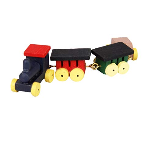 Inzopo Niedliches bemaltes Holzeisenbahn-Set und Kutschen Spielzeug für 1:12 Puppenhaus Miniatur von Inzopo