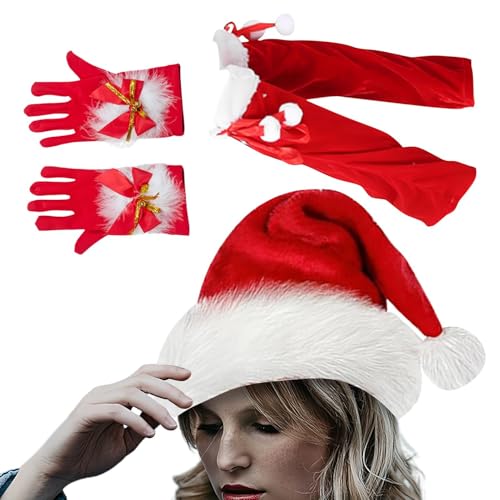 Cowboyhut für Weihnachten, Cowgirl-Mütze, Weihnachtsmann, Cosplay-Hut, Rot, elegant, Weihnachtskostüm-Zubehör für Zuhause, drinnen und draußen von Iouyjiu