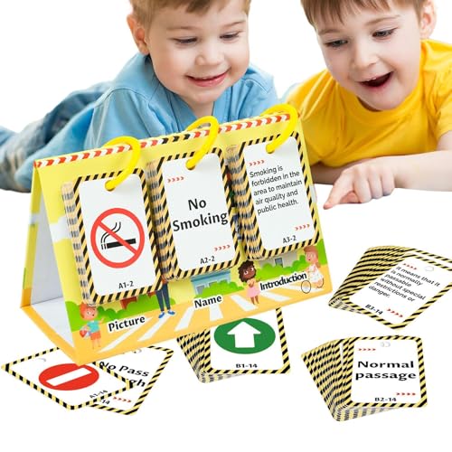 Flash Card Toy, Road Signs Educational Set, Interactive Learning Cards for Preschool Kids, Traffic Awareness and Early Education Toy for Boys and Girls 3+, 72 Pieces von Iouyjiu