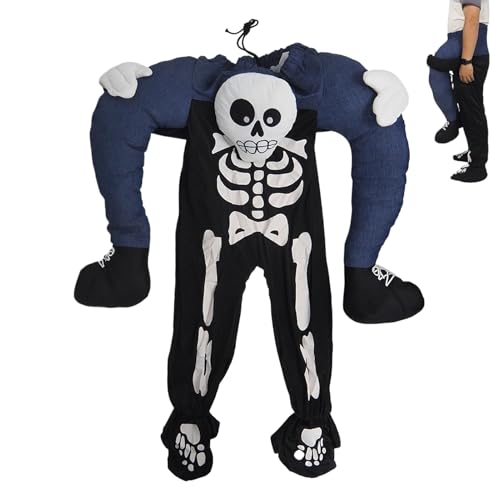 Halloween -Skelettkostüm - Spooky Overall für Erwachsene und Teenager | Stretch Stoff mit gedrucktem Knochendesign, komfortables Outfit für Partys, Cosplay und Themenveranstaltungen 44.88x31,5 in von Iouyjiu