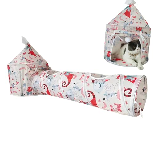 Interaktives Katzen-Tunnelrohr, zusammenklappbares Zelt und Spielhaus, Haustiertunnel, in verschiedenen lebendigen Farben und Größen für kleine Tiere, drinnen und draußen, 43,9 x 40,8 cm von Iouyjiu