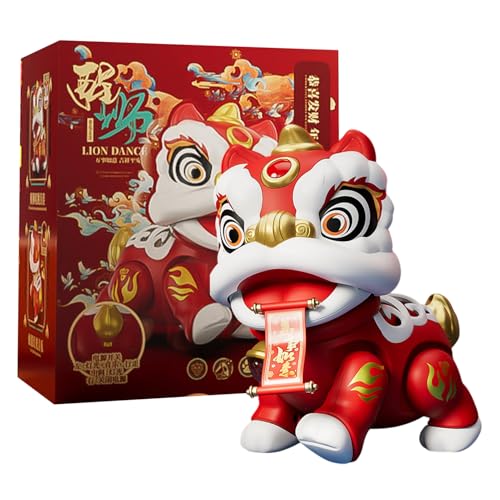 Iouyjiu Dancing Lion Toy Cultural Festival Gift Interactive Light Music Toy Interactive Dancing Lion Toy for Teaching Cultural Significance 10 x 6 x 4 in Vibrant Red and Gold Lion Design von Iouyjiu