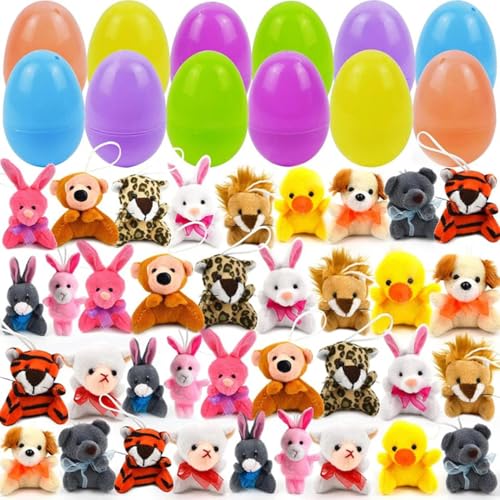 Iouyjiu Easter Egg Fillers Toy, Prefilled Eggs with Plush Animal Toys, Fun Surprise for Kids' Hunt Game, Cute Easter Basketball Stuffers & Classroom Prize Decorations von Iouyjiu