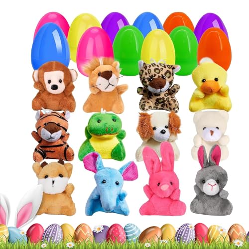 Iouyjiu Easter Egg Fillers Toy, Prefilled Eggs with Plush Animal Toys, Fun Surprise for Kids' Hunt Game, Cute Easter Basketball Stuffers & Classroom Prize Decorations von Iouyjiu