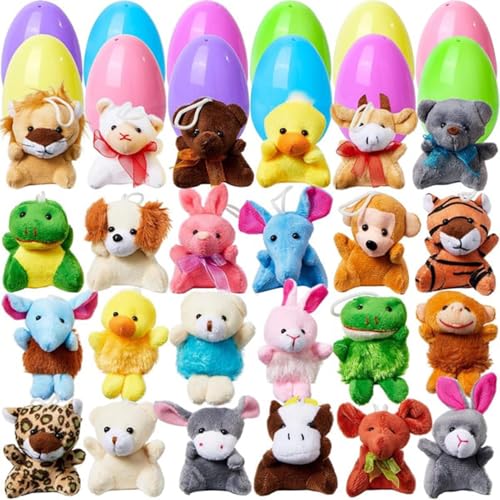 Iouyjiu Easter Egg Fillers Toy, Prefilled Eggs with Plush Animal Toys, Fun Surprise for Kids' Hunt Game, Cute Easter Basketball Stuffers & Classroom Prize Decorations von Iouyjiu