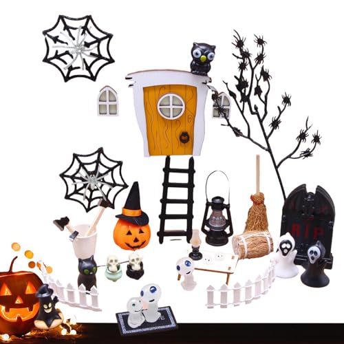 Iouyjiu Halloween-Miniaturen für Puppenhaus,35 Stück Kürbis-Spinnen-Skelett-Figur, Halloween-Zubehör | Halloween-Zubehör, Mini-Halloween-Gartenlandschaft, Miniatur-Puppenhaus-Spielzeug Iouyjiu Halloween-Miniaturen für Puppenhaus,35 Stück Kürbis-Spinnen-Skelett-Figur, Halloween-Zubehör | Halloween-Zubehör, Mini-Halloween-Gartenlandschaft, Miniatur-Puppenhaus-Spielzeug von Iouyjiu