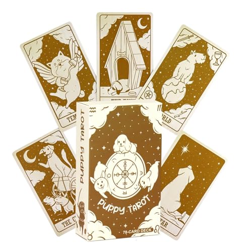 Iouyjiu Puppy Tarot Cards, Dog Oracle Deck, Fate Wahrsagkarten, Tarotkarten für Partys, Familien-Tarot-Spiel, Englisches Dog Tarot, niedliches Tarot Deck, Fortune-Telling Oracle Set von Iouyjiu