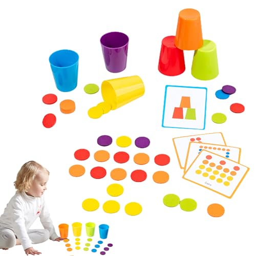 Iouyjiu Stapelbecher Regenbogen, Stapelbecher für Kleinkinder | Sportliche Stapeltobination der Geschwindigkeit – Puzzle-Denkspiel mit 50 Fragekarten zum Lernen von Iouyjiu