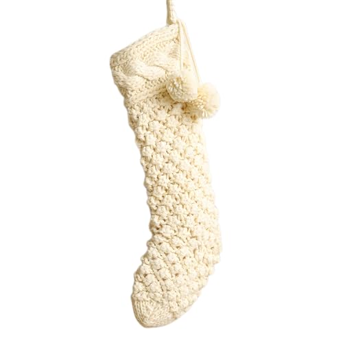 Iouyjiu Stylish Cable Knit Stockings, Boho Knitted Stockings, Christmas Stocking Decorations, Large Knitted Stockings with Cable Knit Designs for Stylish Holiday Decorations (1 Stück) von Iouyjiu