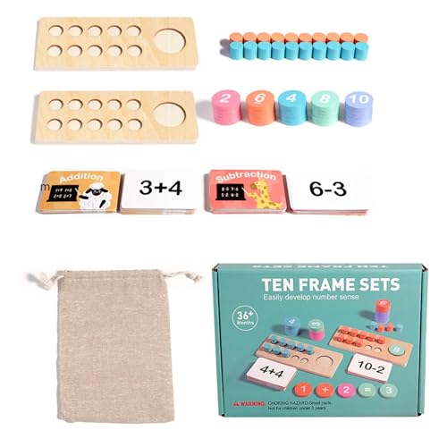 Number Counting Wooden Ten Frame Set | Hands- Math Learning Manipulative for Preschool and Kindergarten | Educational Tool for Teachers and Parents of Children Ages 3-5 Number Counting Wooden Ten Frame Set | Hands- Math Learning Manipulative for Preschool and Kindergarten | Educational Tool for Teachers and Parents of Children Ages 3-5 von Iouyjiu