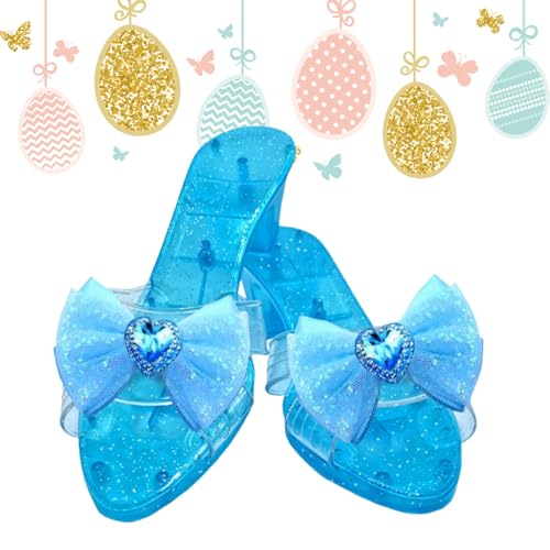 Princess Shoes, Crystal High Heels, Cosplay Dress-Up Footwear, Pretend Play Kostüm Accessory, Sparkly Fairy Tale Design, For, Masquerade Partys, Karneval, School Character Day Events, 80 g Pink Blue von Iouyjiu