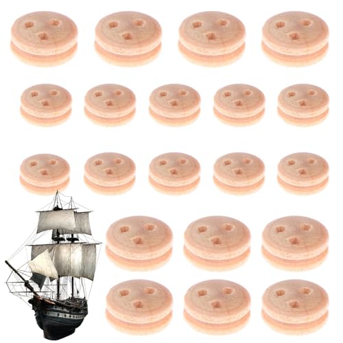Ship Model Pulley, Wooden Sailing Boat, Wood Ships Building Kit, Reusable Portable Wheels with Sturdy Wooden Construction for Building Intricate Ship Models (20 Pieces) von Iouyjiu
