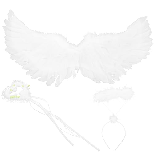 Ipetboom 1 Satz Engelsflügel Kostümset für Teiliges mit Federflügeln Haarreif Zauberstab für Karneval Halloween Cosplay Kreative Fotosessions Ipetboom 1 Satz Engelsflügel Kostümset für Teiliges mit Federflügeln Haarreif Zauberstab für Karneval Halloween Cosplay Kreative Fotosessions von Ipetboom