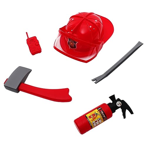 Ipetboom Feuerwehrmann Kostüm Satz für Kinder Cosplay Kit mit Feuerwehrhelm und Zubehör Rollenspiel Spielzeug für Kostümpartys und Karneval von Ipetboom