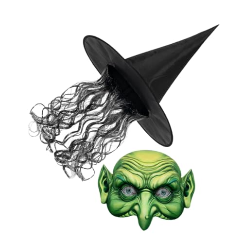 Ipetboom 1 Satz Hexenhut Perücke Maske für Halloween Stilvolles Karnevalszubehör für Partys und Cosplay Einzigartiger Look für Damen von Ipetboom
