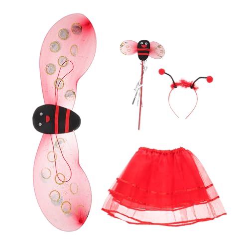 Ipetboom 1 Satz Käferflügelrockset Marienkäfer-tutu-rock Karnevalskostüme Feenstab Cosplay-fee Zauberstab Verkleiden Flügel Marienkäfer-gastgeschenke Marienkäferpartykostüm Rot von Ipetboom