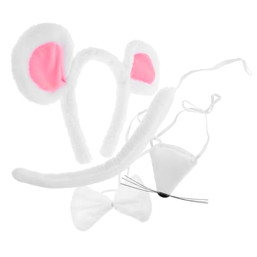 Ipetboom 1 Satz Kleine -stirnbandkopfschmuck Ohren Einer Erwachsenen Mäusekostümohren Halloween-kostüm Damen Tierische Rattenkostüm Damen Plüsch Weiß von Ipetboom