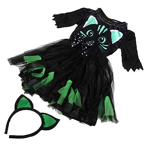 Ipetboom 1 Satz Kostümset für Mädchen Halloween Katzenkleid mit Katzenohren und Haarband für Karneval Cosplay und Festlichkeiten Hochwertigem und Sicher Ipetboom 1 Satz Kostümset für Mädchen Halloween Katzenkleid mit Katzenohren und Haarband für Karneval Cosplay und Festlichkeiten Hochwertigem und Sicher von Ipetboom