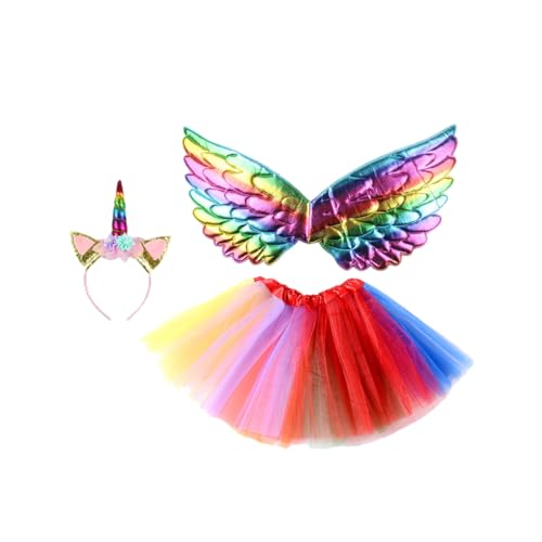 Ipetboom 1 Satz Regenbogen-flügel-set Kurzes Kleid Aus Cosplay-kleid Für Festival-cosplay-kostüme Kostümset Für Mädchen, Das Kleid Durchführt Ipetboom 1 Satz Regenbogen-flügel-set Kurzes Kleid Aus Cosplay-kleid Für Festival-cosplay-kostüme Kostümset Für Mädchen, Das Kleid Durchführt von Ipetboom