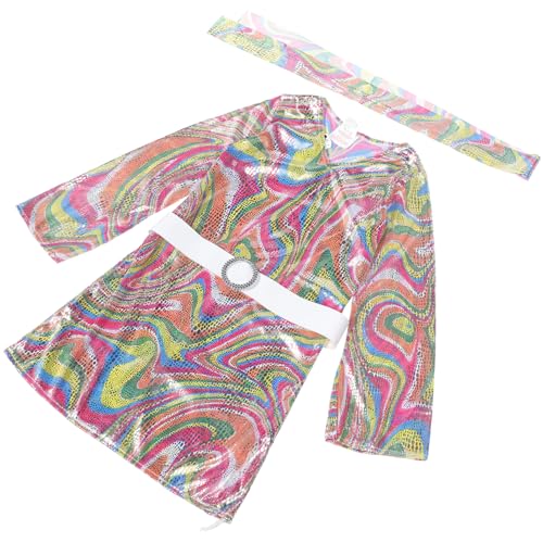 Ipetboom 1 Satz Retro Disco Kostüm mit Haarband Langarm für Partys Cosplay Bühnenauftritte Atmungsaktiv Kleine Tänzerinnen Ipetboom 1 Satz Retro Disco Kostüm mit Haarband Langarm für Partys Cosplay Bühnenauftritte Atmungsaktiv Kleine Tänzerinnen von Ipetboom