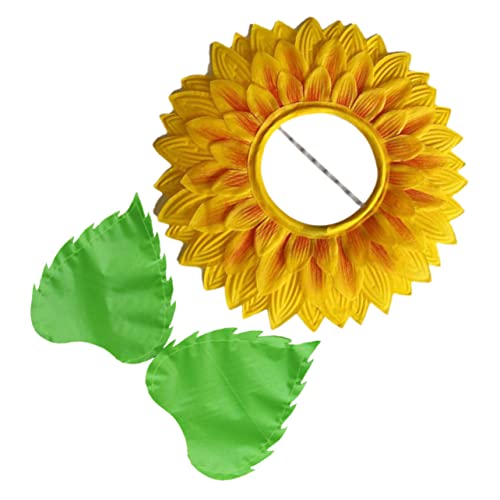 Ipetboom 1 Satz Sonnenblumen Kopfbedeckung mit Handschuhen Realistisches Cosplay Haarteil für Erwachsene für Karneval Bühnenauftritte und Partys von Ipetboom