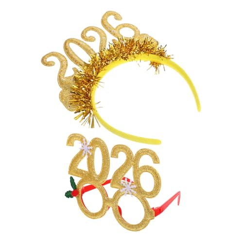 Ipetboom 1 Satz Teiliges Neujahrsfeier Haarschmuck mit Brille Festliche Kopfbedeckung und Fotorequisiten für Silvesterfeiern für Unvergessliche von Ipetboom