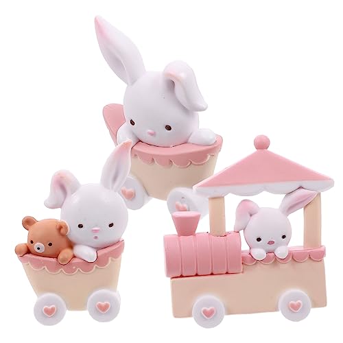 Ipetboom 1 Satz Teiliges Niedlicher Kaninchen Harz Cake Toppers Tortendekoration für Hochzeiten Geburtstagsfeiern und Kinderpartys Handbemalt Leicht und Tragbar für Miniaturgärten und von Ipetboom
