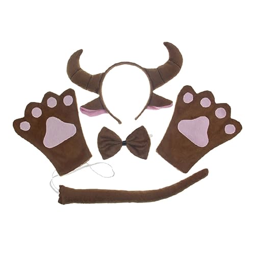 Ipetboom 1 Satz Tier Kostümset mit Ox Horn Stirnband Fliege Handschuhen Tierische Cosplay Accessoires für Partys Karneval Halloween Ipetboom 1 Satz Tier Kostümset mit Ox Horn Stirnband Fliege Handschuhen Tierische Cosplay Accessoires für Partys Karneval Halloween von Ipetboom