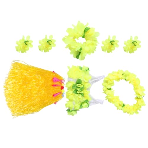 Ipetboom 1 Satz Verdickter Grasrockanzug Kostüm Hula -Rock Strand Luau-Outfit Girlande Luau-Gras-Tischrock Hawaiianisches Kleid Hawaii-Outfits für Frauen Kunststofffaser von Ipetboom