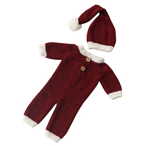 Ipetboom 1 Satz Weihnachtliches Fotografie Outfit Set Strampler und Mütze für Neugeborene für Festliche Fotoshootings und Unvergessliche von Ipetboom
