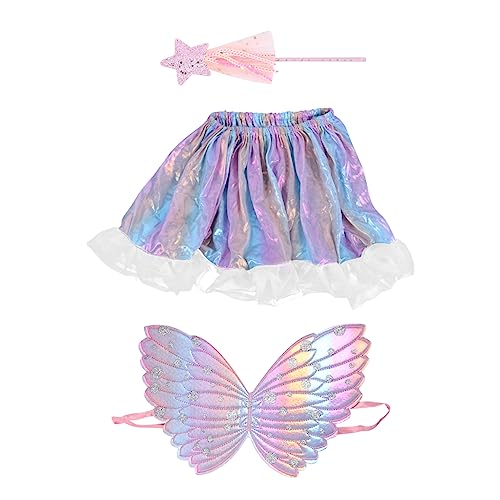 Ipetboom 1 Set 3 Teiliges Set Engel Schmetterlingsflügel Feenkostüm Feenflügel Mädchen Schmetterlingskostüm Partygeschenke Kinderröcke Kinderkostüme Fee Tutu Kostüm Stoff Rosa von Ipetboom