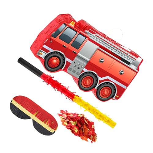 Ipetboom 1 Set Lkw Piñata Feuerwehrauto Piñata Paket Mit Augenbinde Fledermaus Und Konfetti Für Jungen Und Mottoparty Dekoration Geburtstagsparty Karnevalsfeier Spiel von Ipetboom