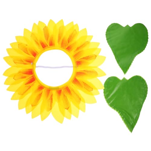 Ipetboom 1 Set Sonnenblumen Kopfschmuck Handschuh Set Party Blumenfestival Sonnenblumen Kopfbedeckung Sonnenblumen Kopfbedeckung Halloween Sonnenblumen Stirnband Blumenkostüm von Ipetboom