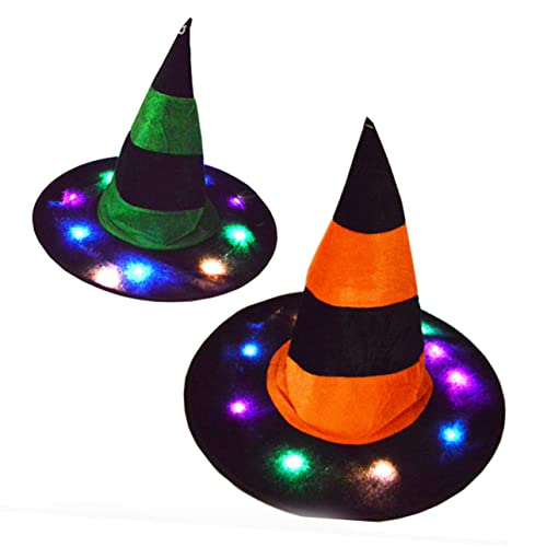 Ipetboom 1 Stück Luminous Hexenhut für Halloween Leuchtender Kostümmütze für Cosplay Maskerade Party Geeignet für Erwachsene Farbe Zufällig Zufällige Farbe von Ipetboom